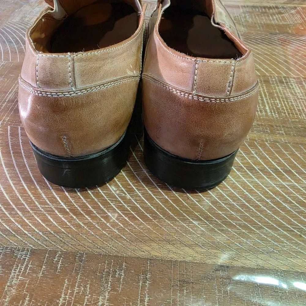 Aldo Mens Tan Leather Square Toe Slip On Loafers Dress Shoes EU 43 US 10